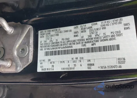 2015 Ford Escape Se from USA, damaged, VIN 1FMCU9GX1FUA50055